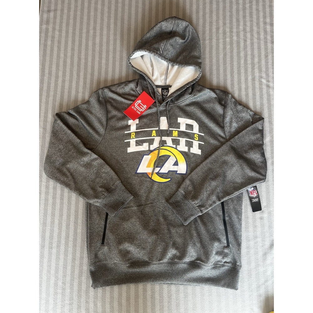 Los Angeles LA Rams Ultra Game NFL Pullover Fleece Hoodie Gray Men's Large NEW